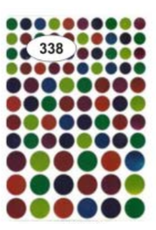 COLOR CODING STICKERS: FOIL  CIRCLE ASSORTED SIZES 10 SHEETS