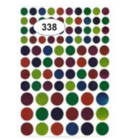 COLOR CODING STICKERS: FOIL  CIRCLE ASSORTED SIZES 10 SHEETS