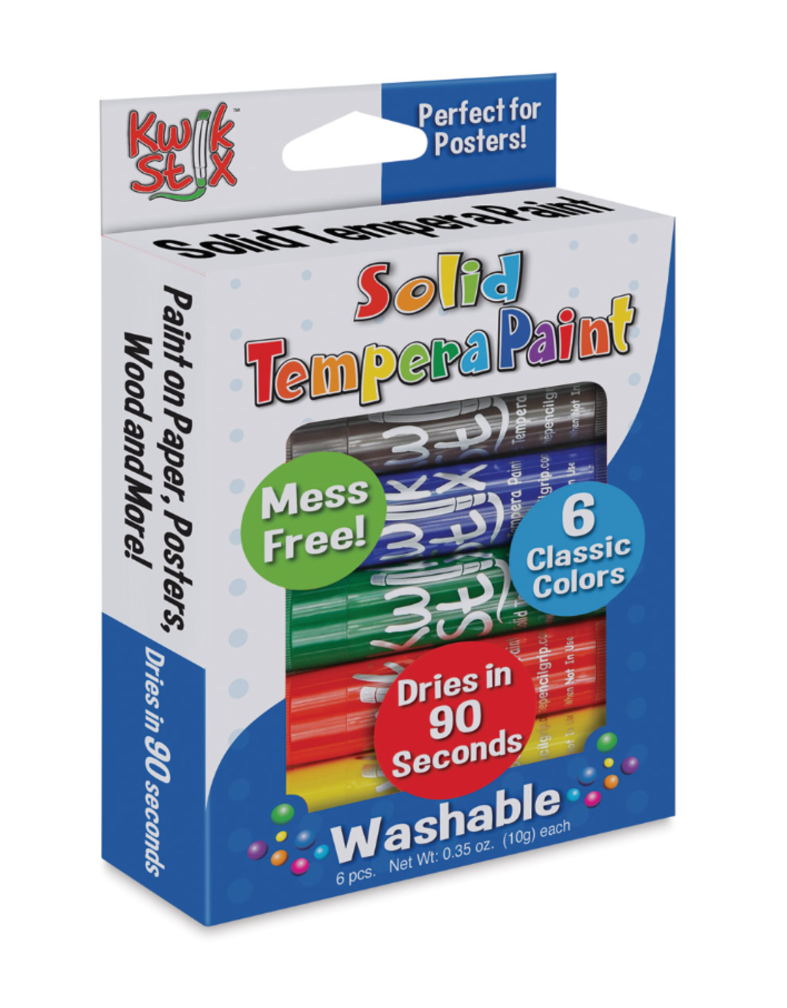 Kwik Stix KWIK STIX : TEMPERA PAINT STICKS 6 CLASSIC COLORS