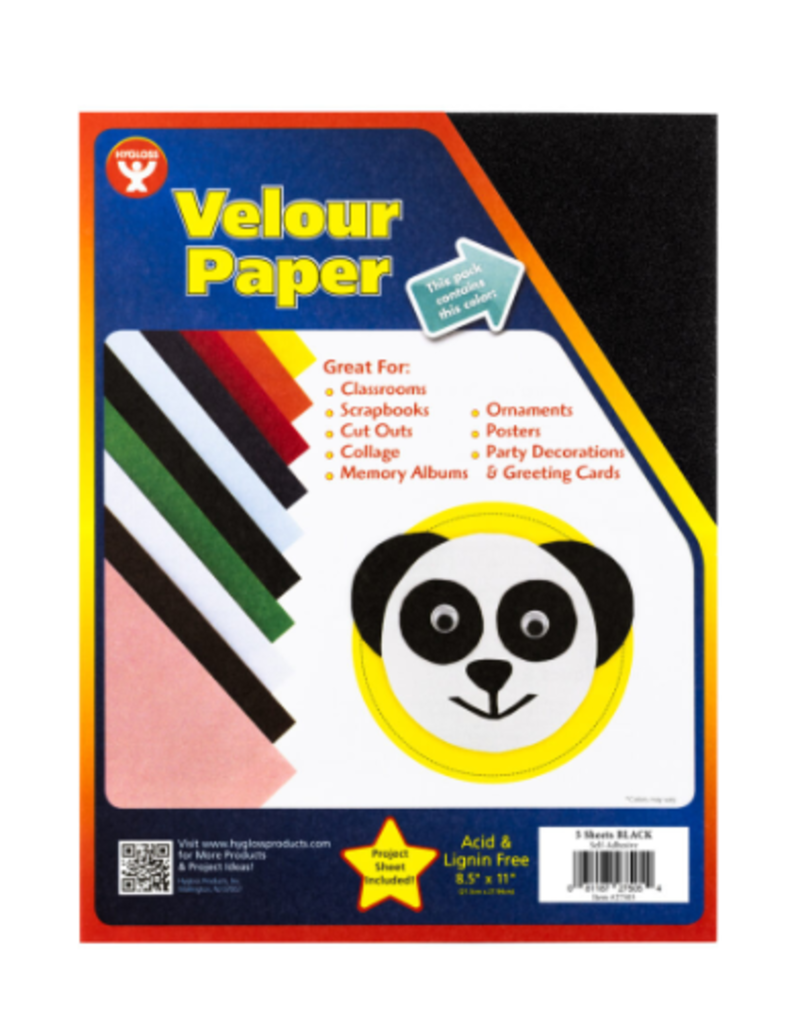 HYGLOSS VELOUR PAPER 8.5X11 Self-Adhesive,  BLACK 5 PACK