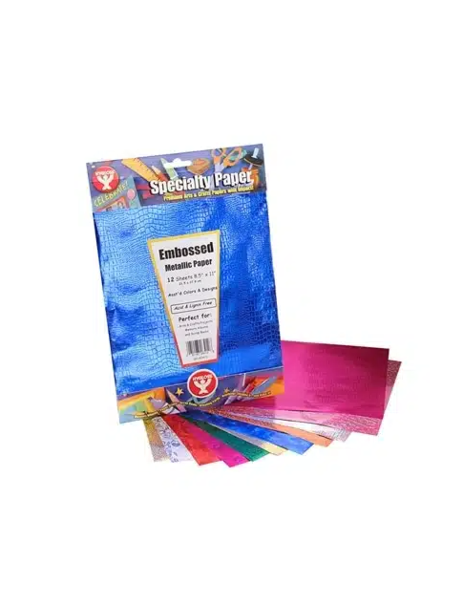 HYGLOSS Metallic Embossed Paper : 8.5"x11" ASSORTED COLORS  12 PACK