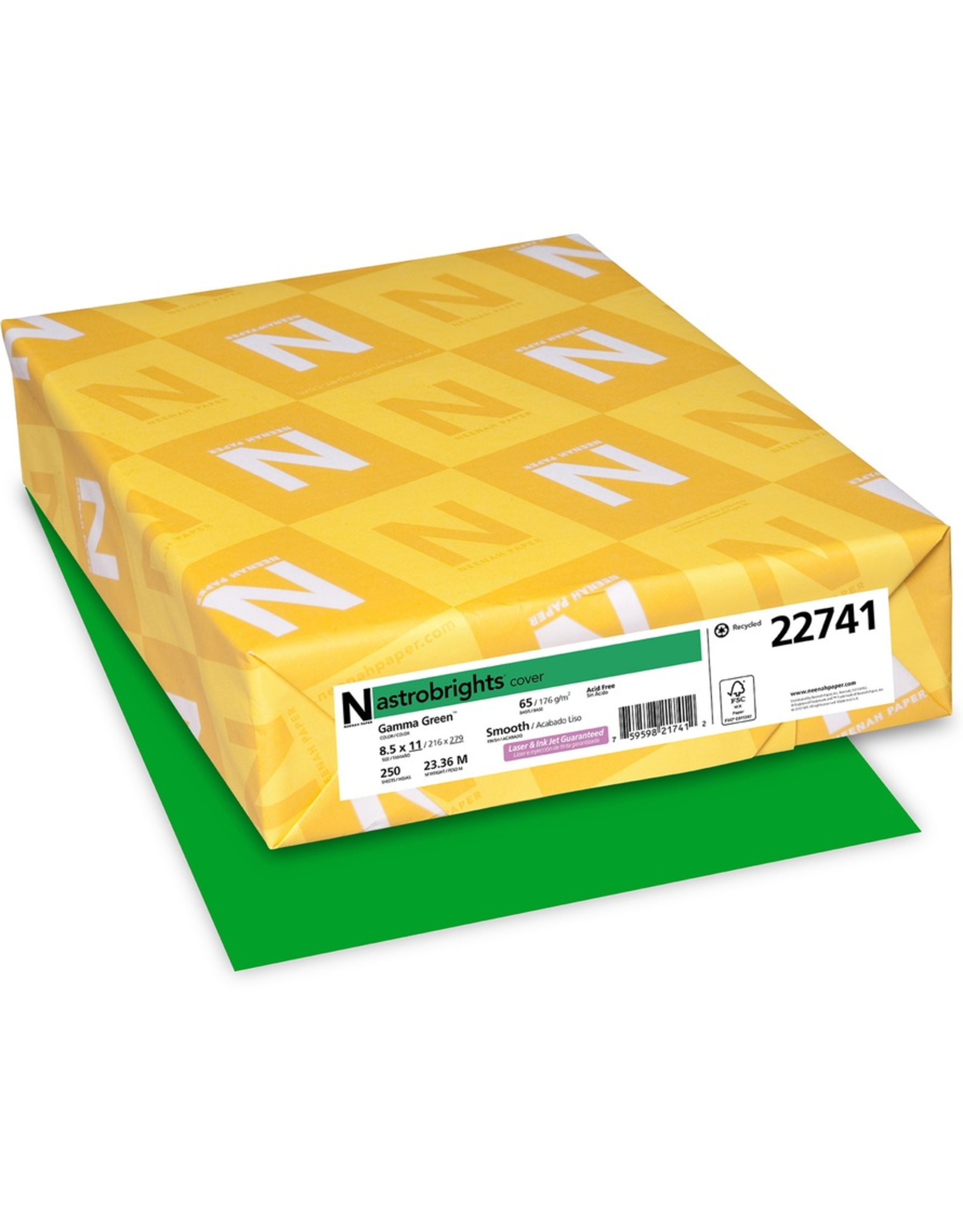 CARDSTOCK ASTROBRIGHT: 65LB 8½''x11'' GAMMA GREEN 250 Sheets