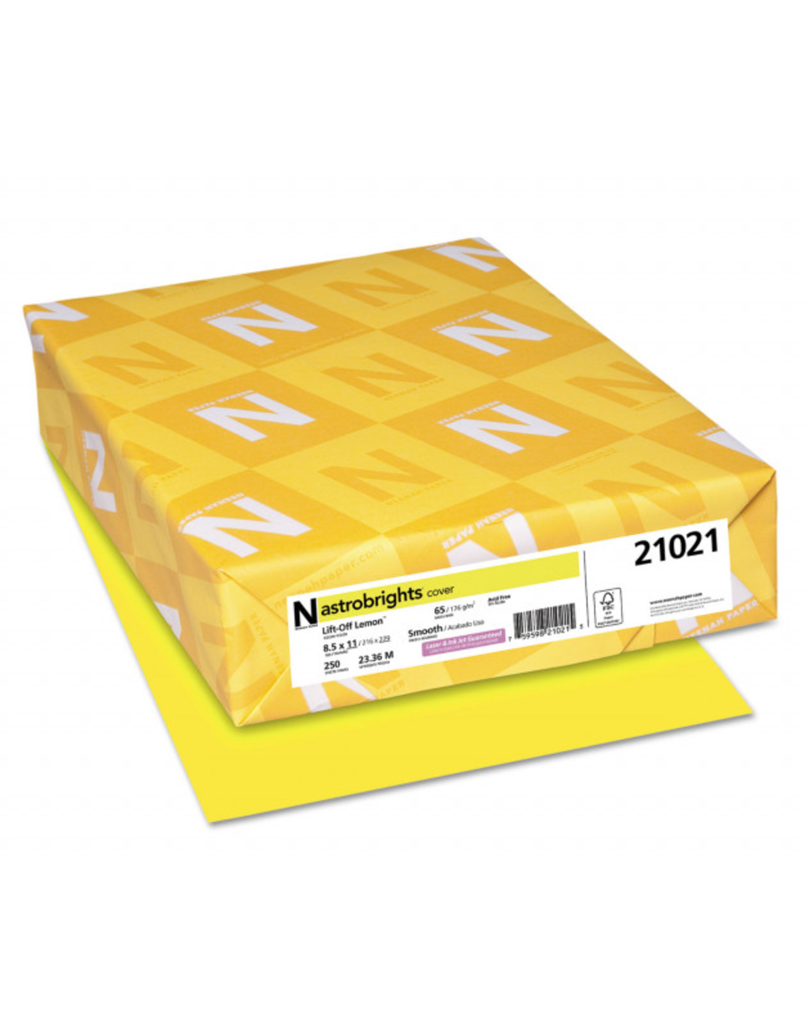 CARDSTOCK ASTROBRIGHT: 65LB 8½''x11'' LIFT-OFF LEMON 250 Sheets