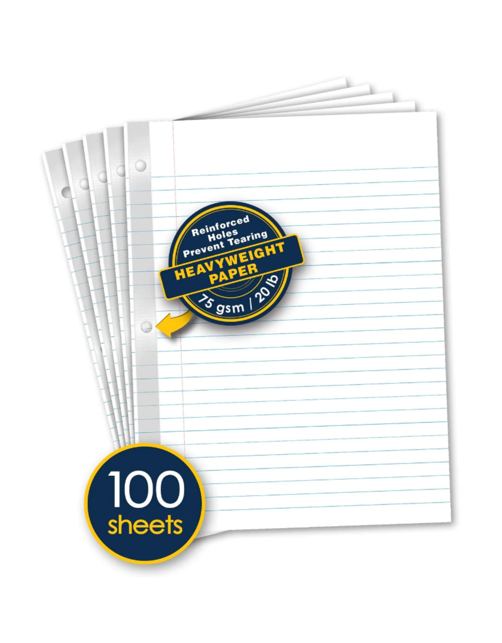 iScholar REINFORCED FILLER PAPER  Wide Ruled - 100 Pack