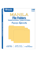 MANILA FOLDERS FILE LETTER 1/3 CUT - 100 PACK