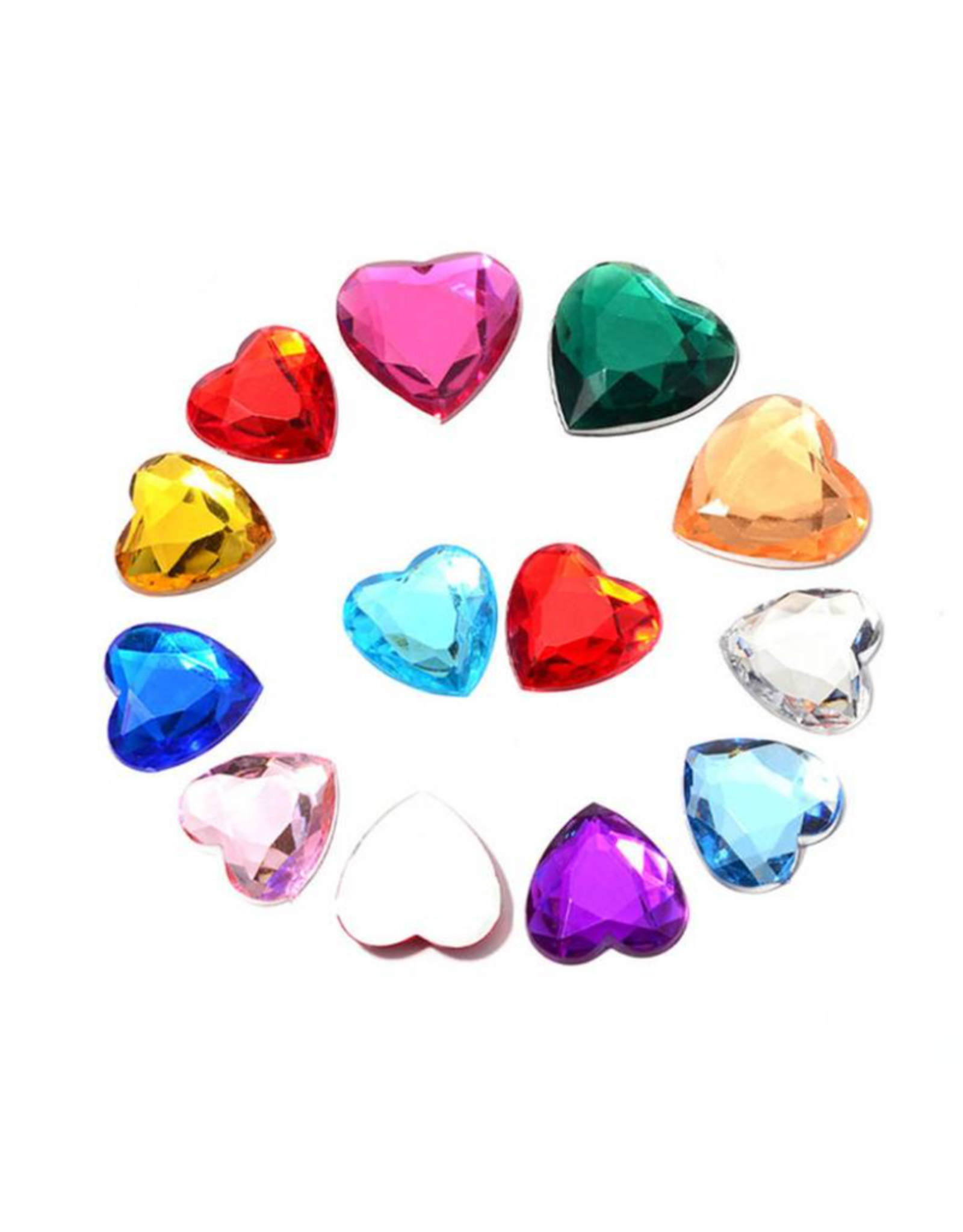 Heart Rhinestone Assorted Color 8mm 200 pc