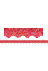 Teacher Created Resources SCALLOPED BORDER SPARKLE  RED  - 2 3/16"X35'