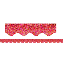 Teacher Created Resources SCALLOPED BORDER SPARKLE  RED  - 2 3/16"X30'