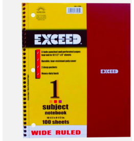 Exceed 1 Subject Notebook Wide Ruled Poly Cover 100 Sheets 10.5" x 8"
