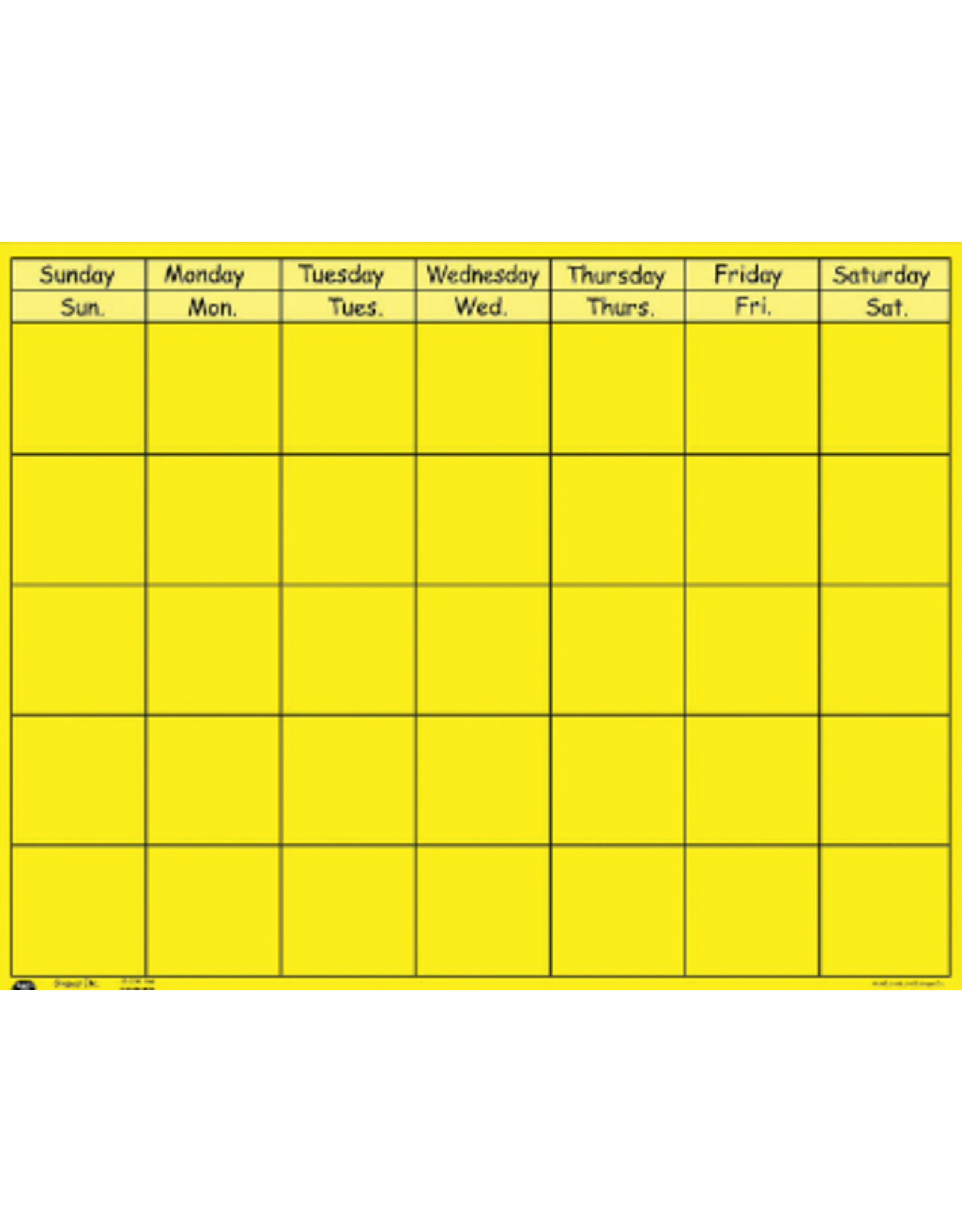 HORIZONTAL CALENDAR: YELLOW
