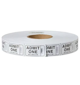 RAFFLE TICKETS -  SINGLE -  ADMIT ONE WHITE -2000PC