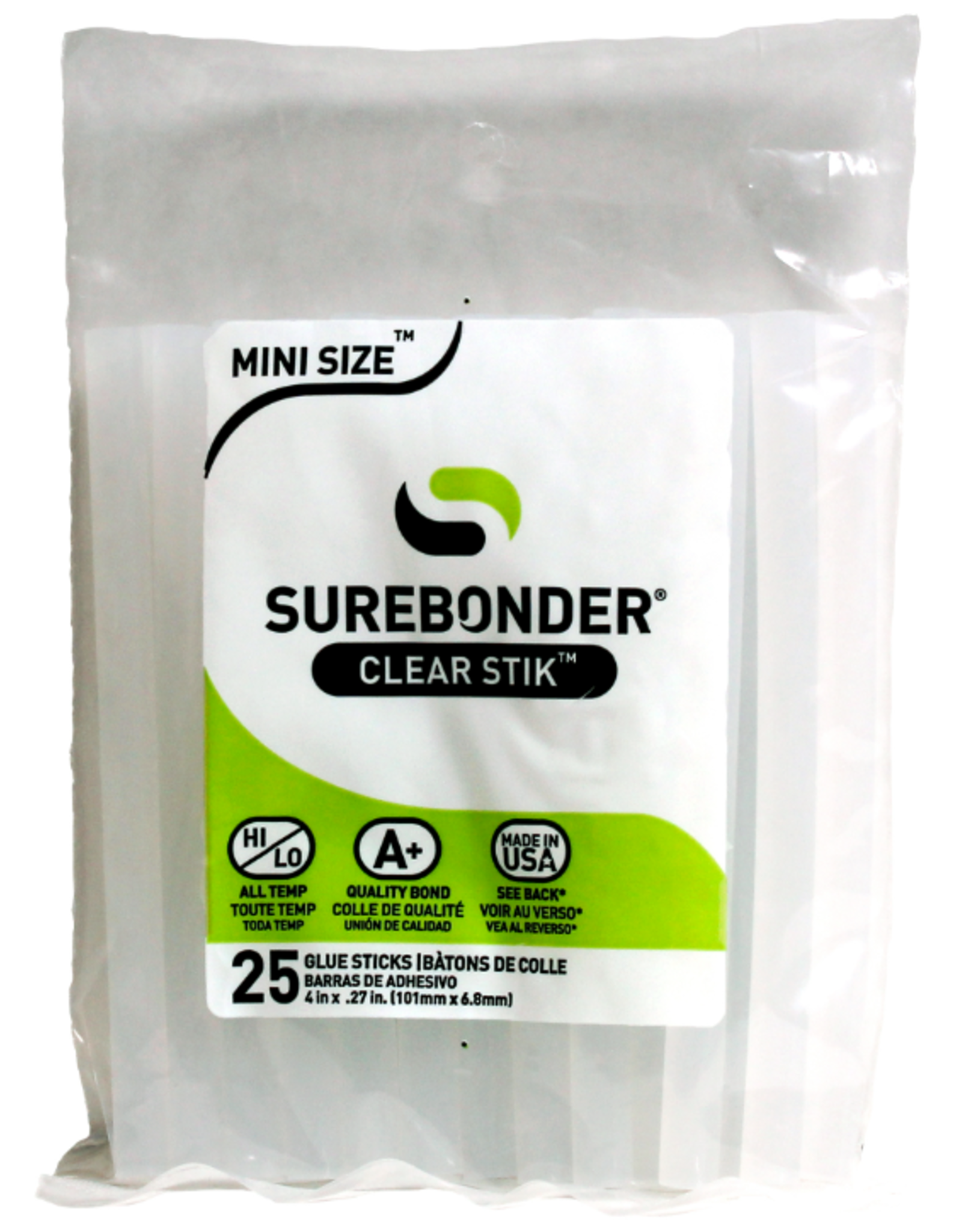 SUREBONDER HOT GLUE GUN STICKS:  MINI  4" ALL TEMP 25 PACK