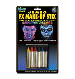 Wolf Jumbo Face Paint Sticks -  Neon/Blacklight Colors 6 Pack