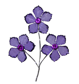 ACRYLIC FLOWERS WITH CENTER GEM 12PC  LT BLUE