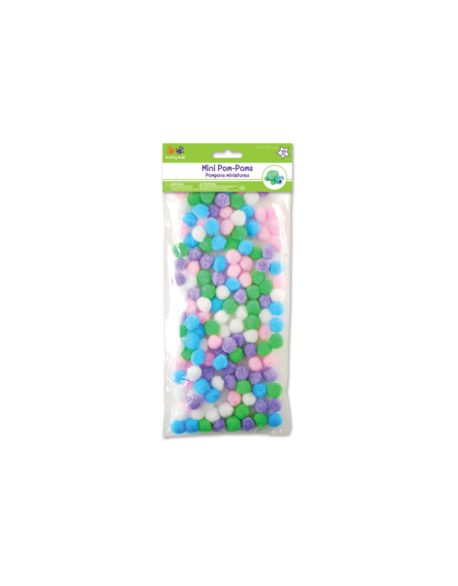 POM POMS: 1/2" ASSORTED PASTEL COLORS 150 PACK