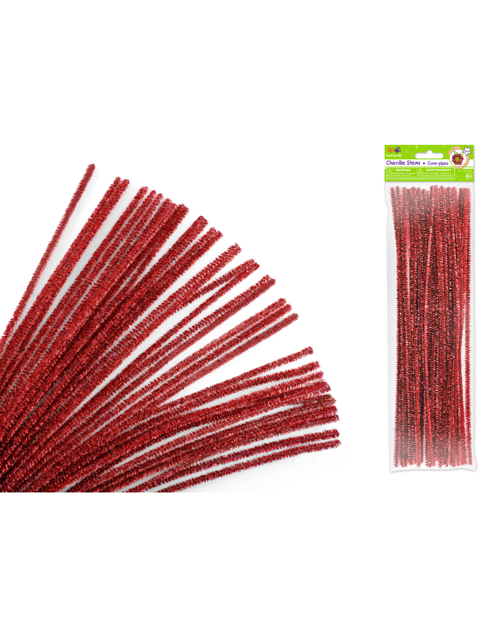 PIPE CLEANERS: 6MM X 12" - SPARKLE RED 35 PACK