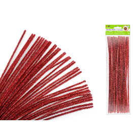 PIPE CLEANERS: 6MM X 12" - SPARKLE RED 35 PACK