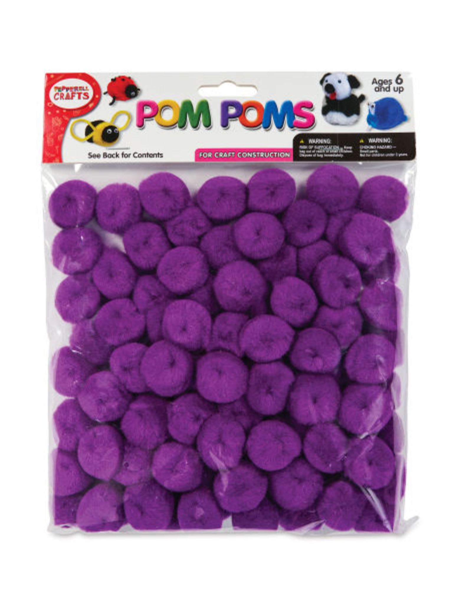 POM POMS:  1" PURPLE 100 PACK