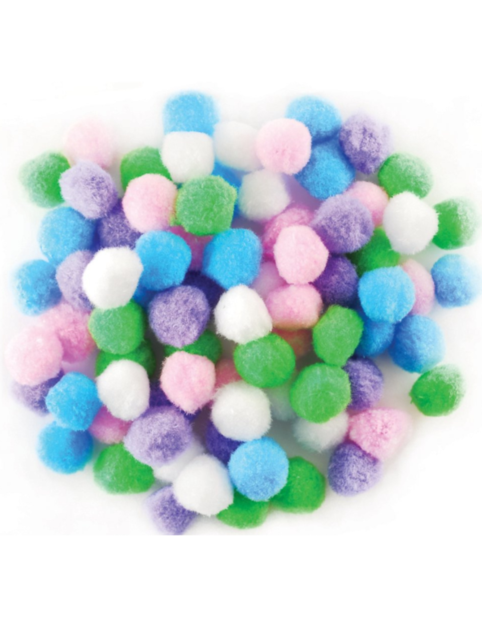 POM POMS: 1/2" ASSORTED PASTEL COLORS 150 PACK