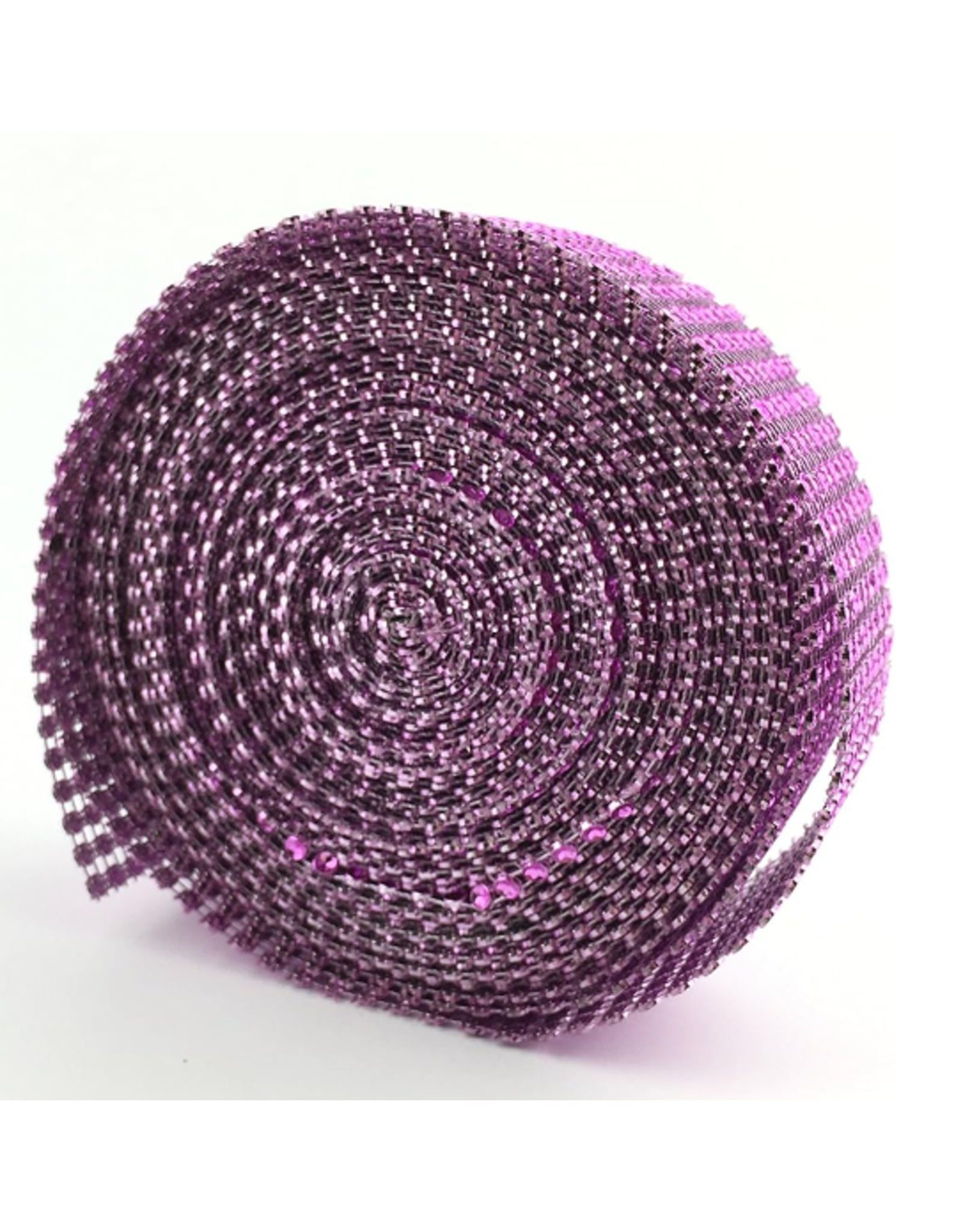 RHINESTONE MESH RIBBON - PINK 1.18inx3yd