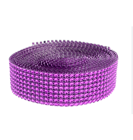 RHINESTONE MESH RIBBON - PURPLE 1.18inx3yd