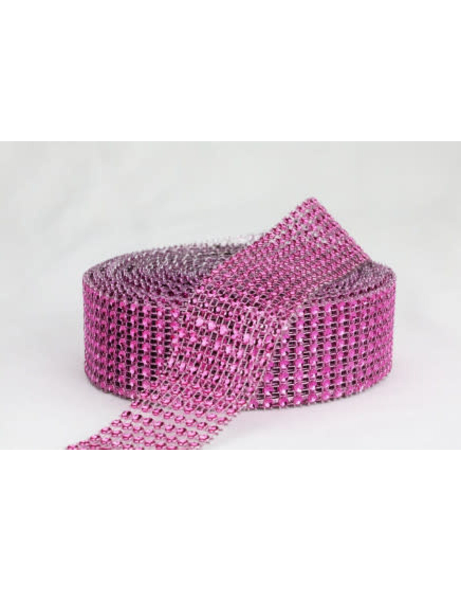 RHINESTONE MESH RIBBON -  PINK 1.58inx3yd