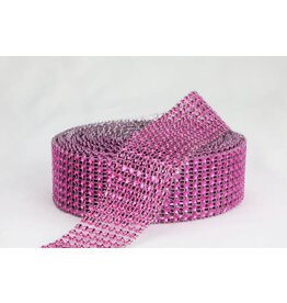 RHINESTONE MESH RIBBON -  PINK 1.58inx3yd