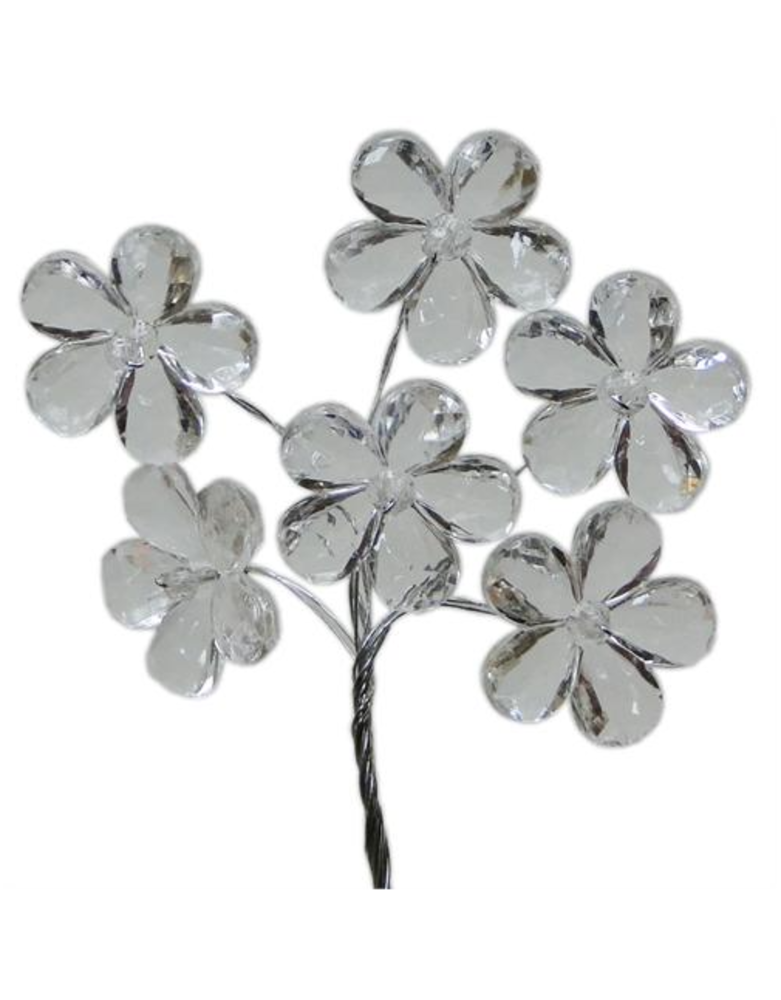 ACRYLIC FLOWER WITH STEM: PINK 12PC