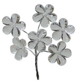 ACRYLIC FLOWER WITH STEM: PURPLE  12PC
