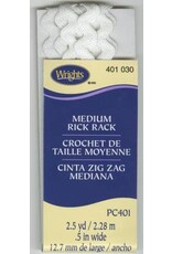 RICK RACK: WHITE 2.5YRDX 1/2" WIDE