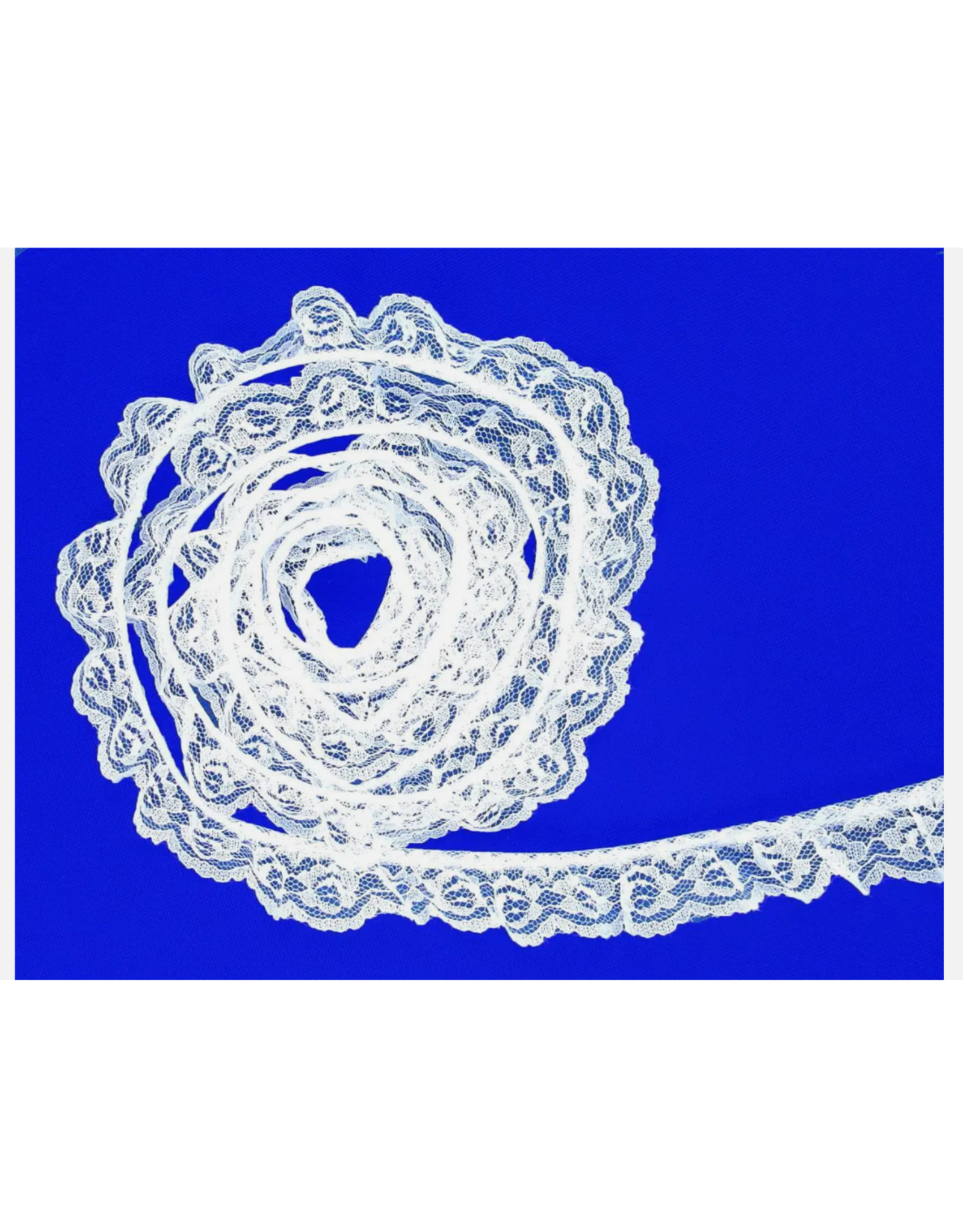 WHITE LACE TRIM GATHERED 50 YARDS