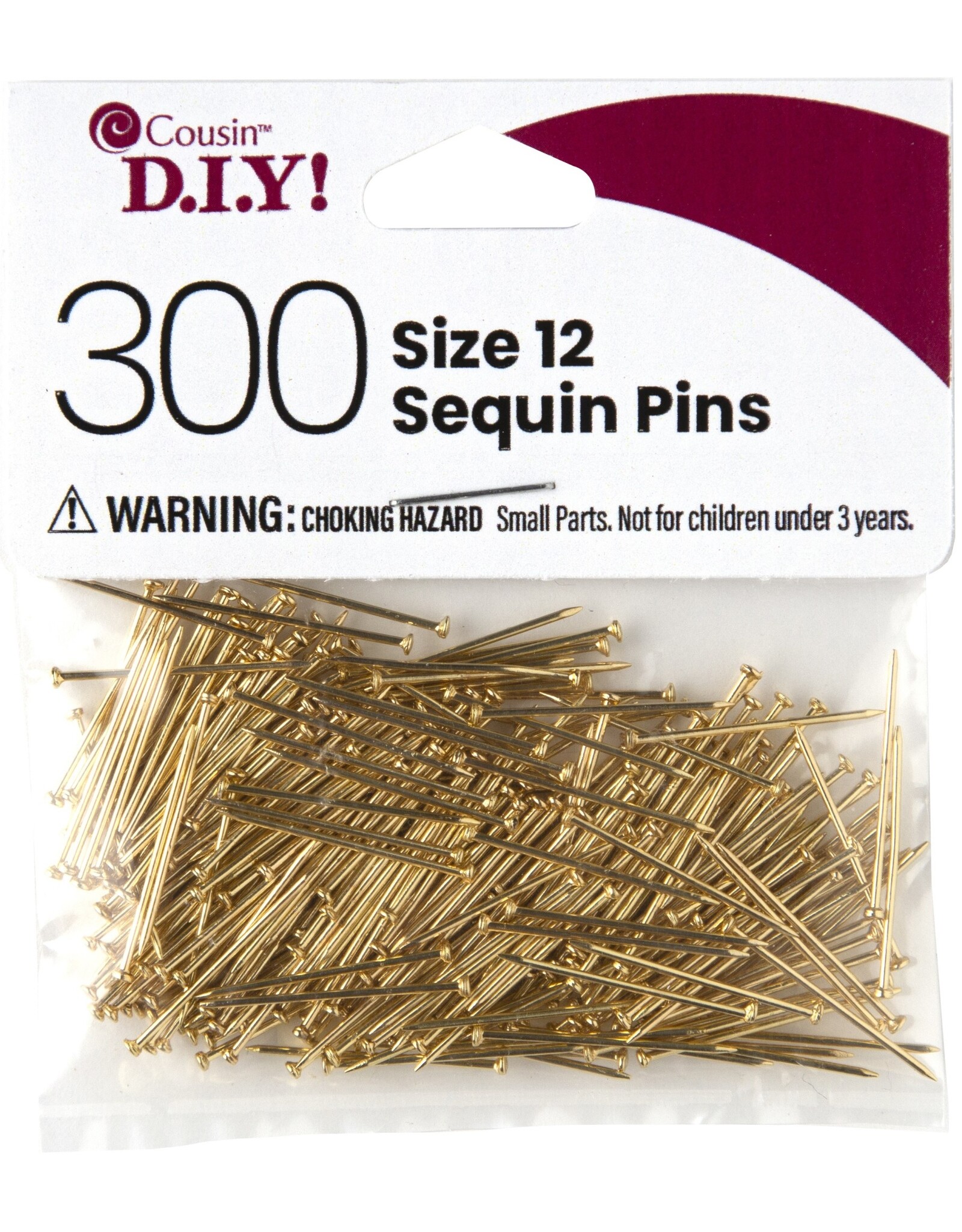 SEQUIN PINS: 3/4", GOLD #12 300 PACK