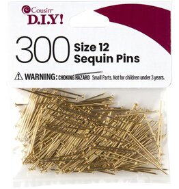 SEQUIN PINS: 3/4", GOLD #12 300 PACK