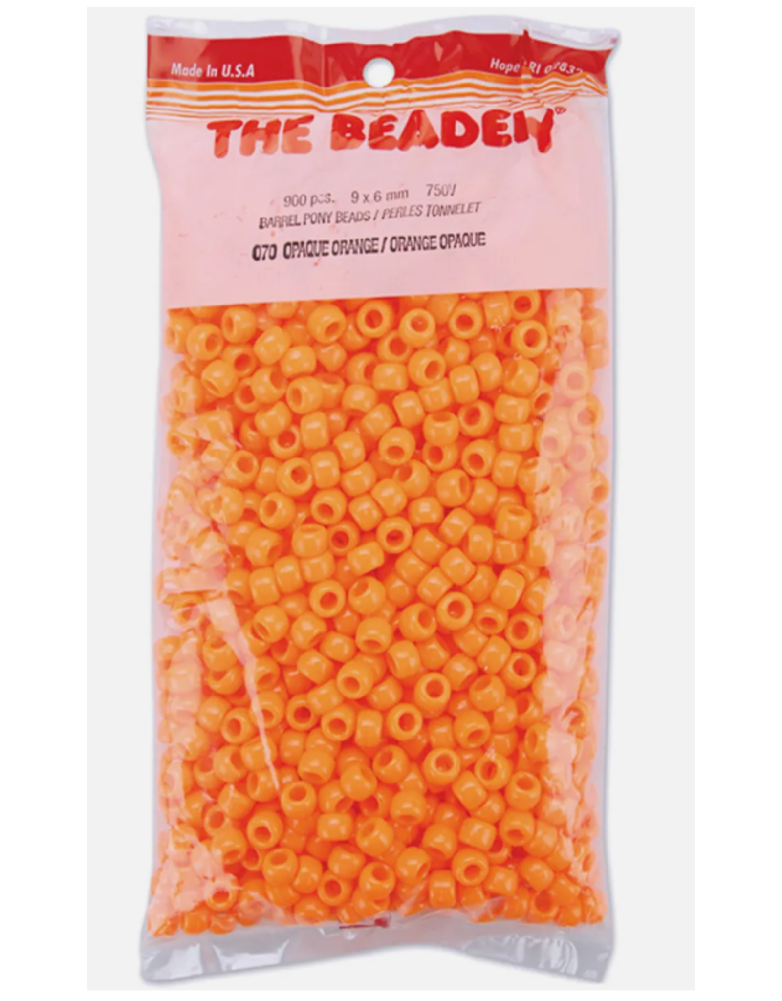 PONY BEADS: OPAQUE ORANGE 6mmX9mm 900 PACK