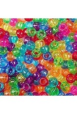 PONY BEADS: TRANSLUCENT GLITTER MULTI COLOR 6mmX9mm 900 PACK