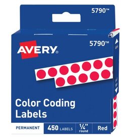COLOR CODING STICKER:  ¼", ROUND RED - 450 PACK