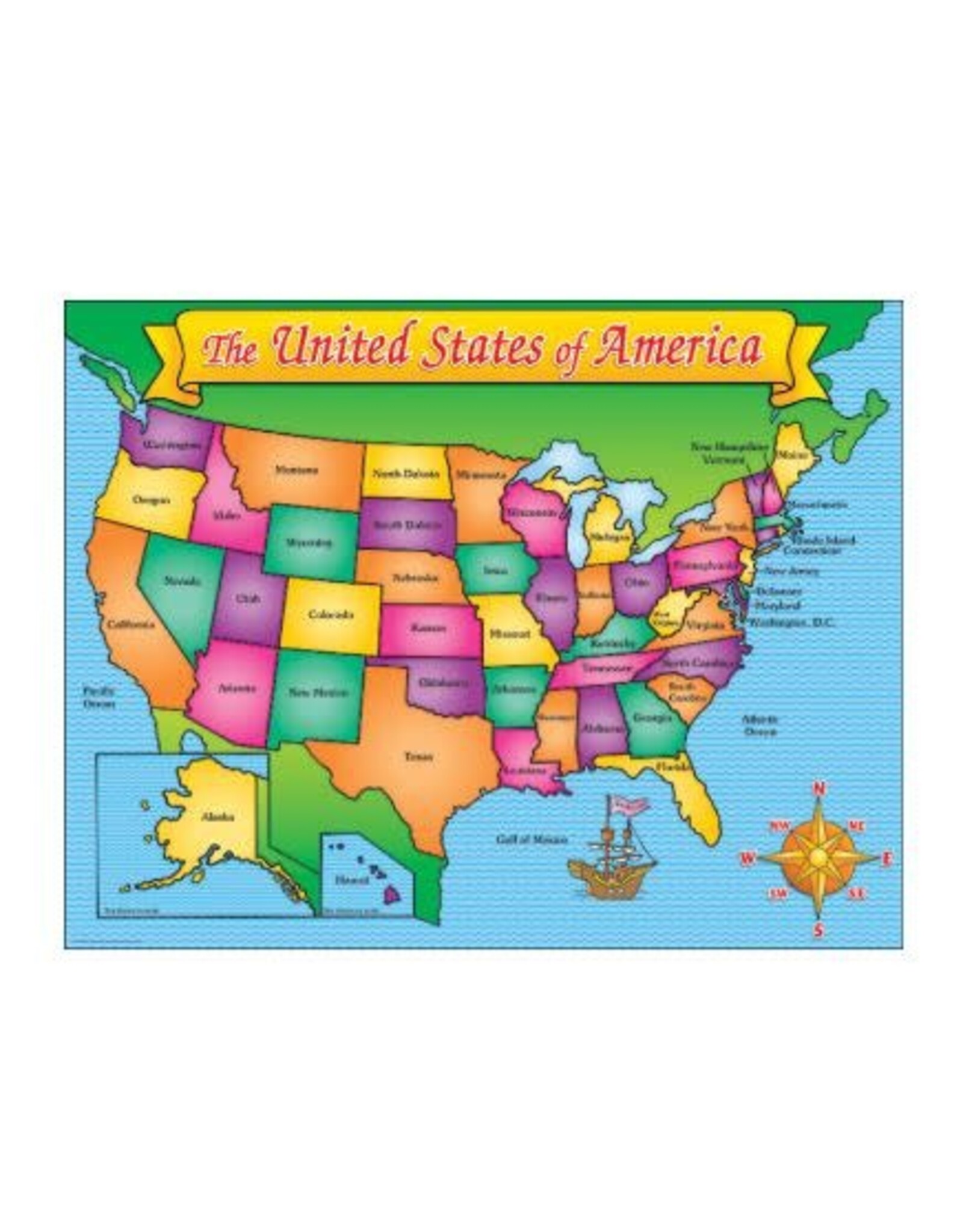 WIPE OFF CHART: UNITED STATES  MAP 17"X22"