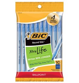 BIC PENS BLUE  ROUND STICK - 10 PACK