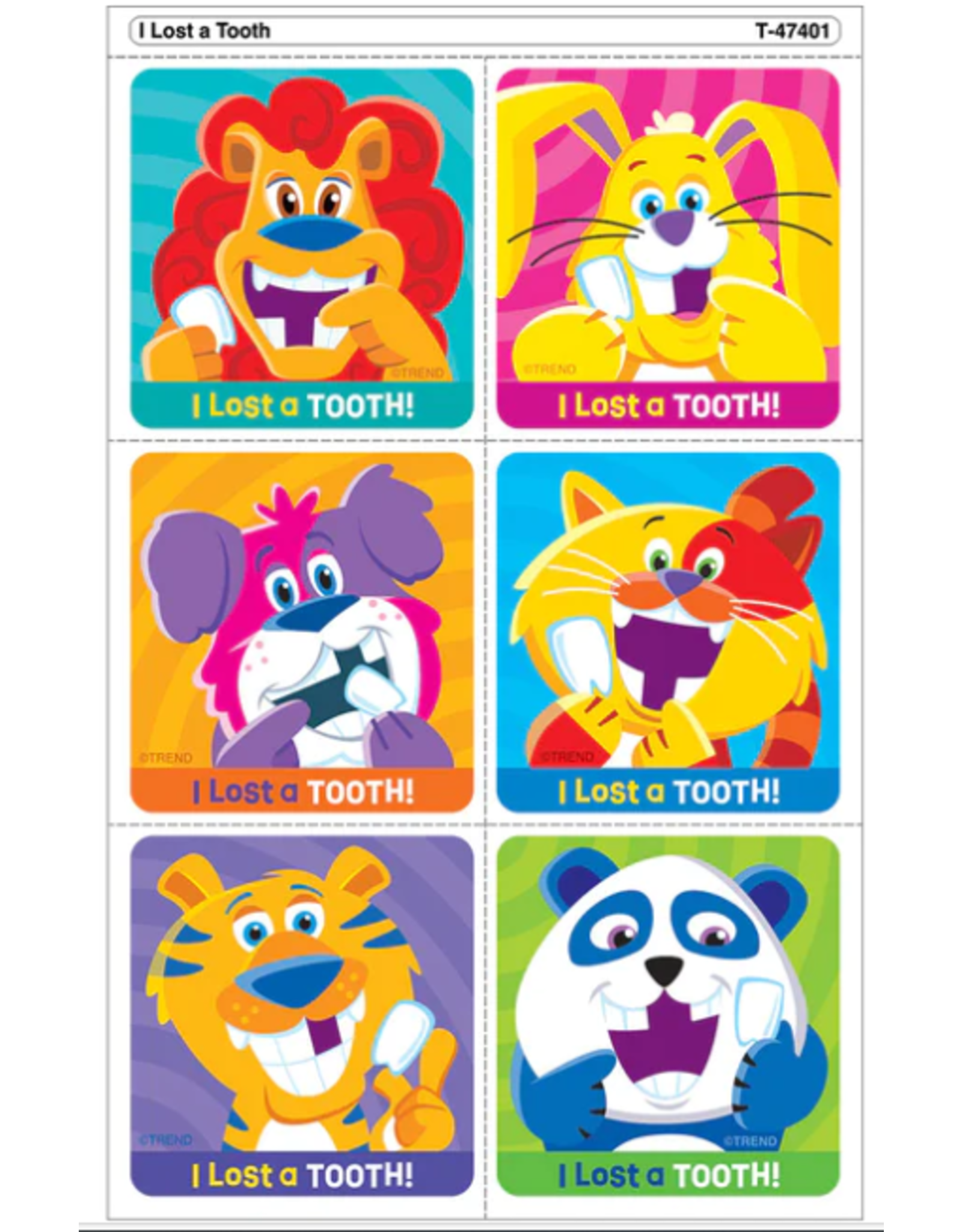TEAR AND SHARE STICKERS I LOST A TOOTH 5 SHEETS