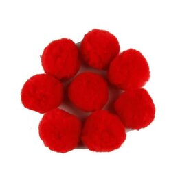 POM POMS: 2" RED 8 PACK