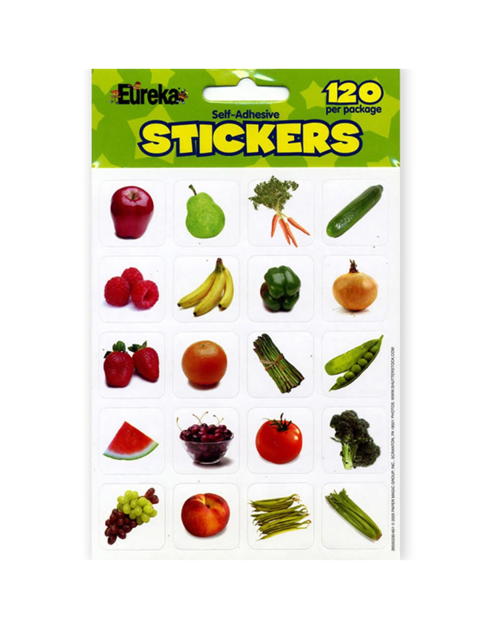 EUREKA STICKERS: THEME FRUIT AND VEGETABLES - 120 STICKERS