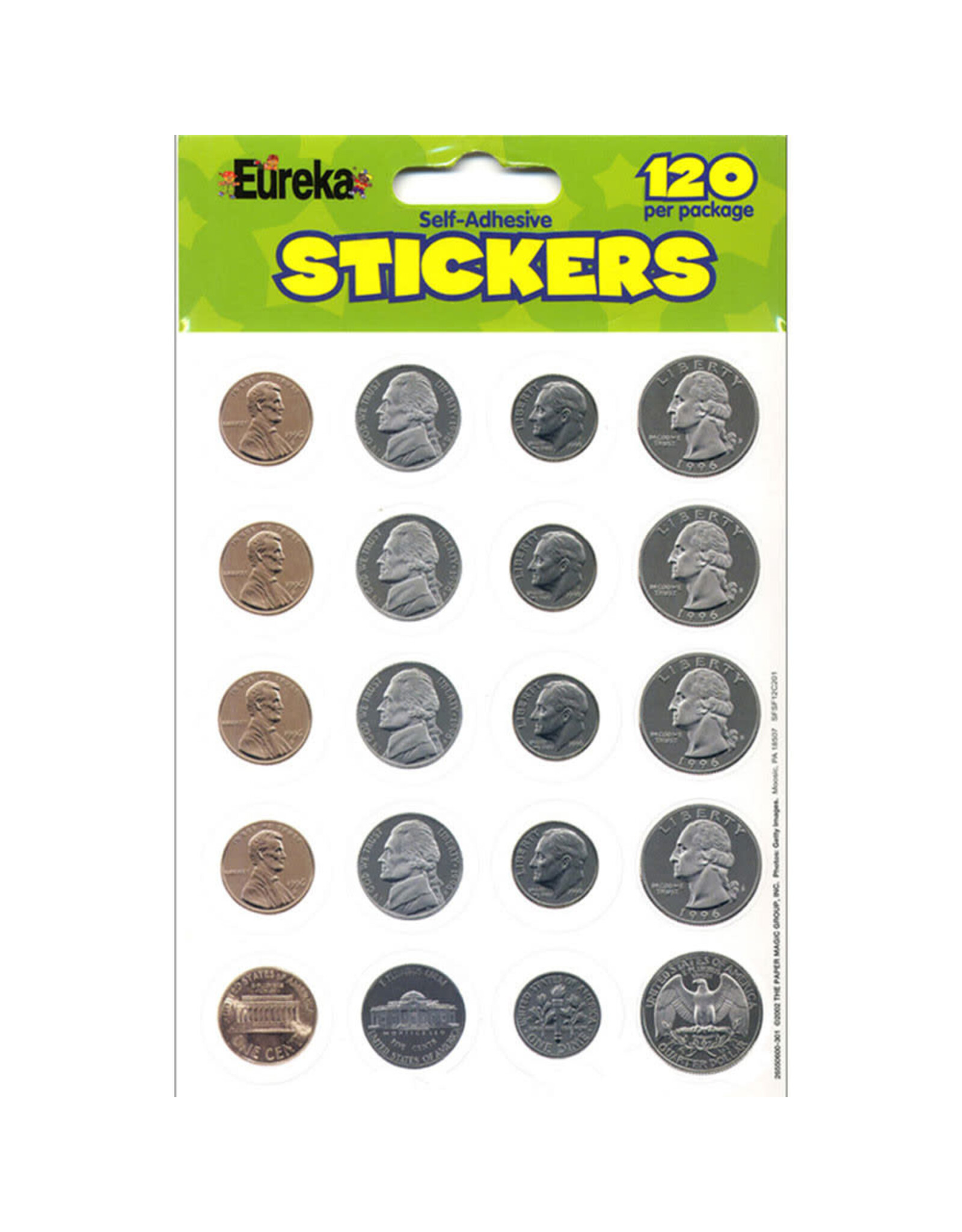 EUREKA STICKERS: THEME MONEY COINS 120 STICKERS