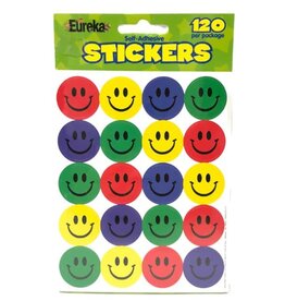 EUREKA STICKERS: ASSORTED PRIMARY COLOR SMILES 120 PACK