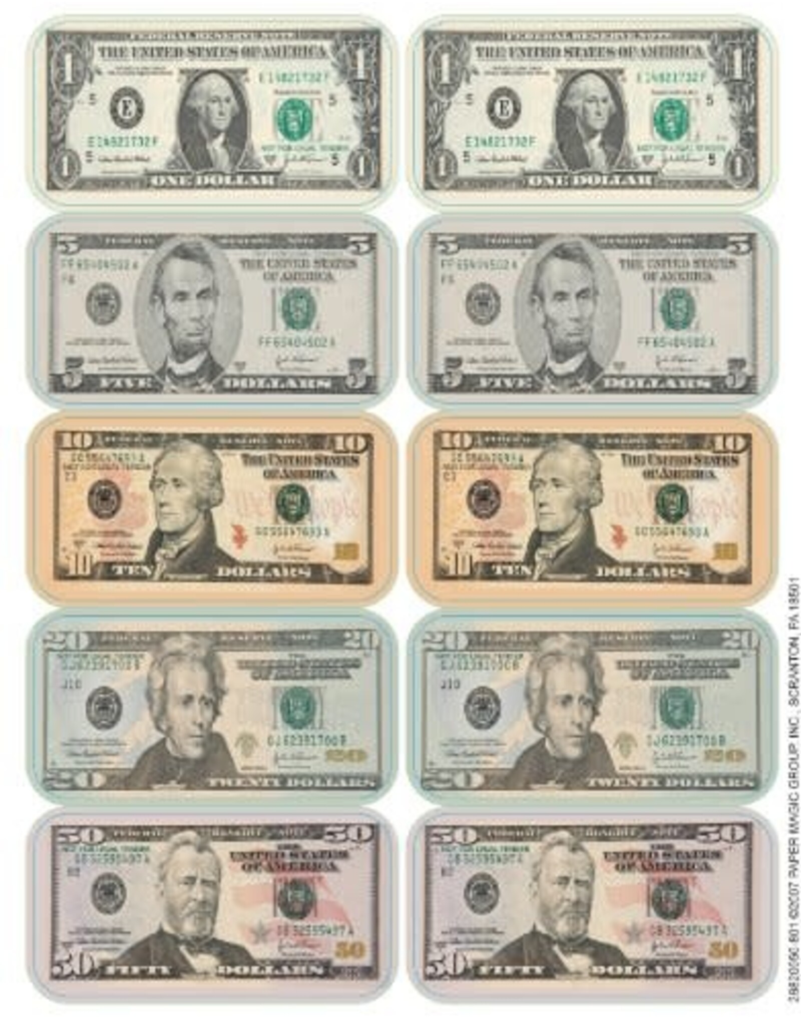 STICKER: MONEY -ASSORTED BILLS - 80 STICKERS