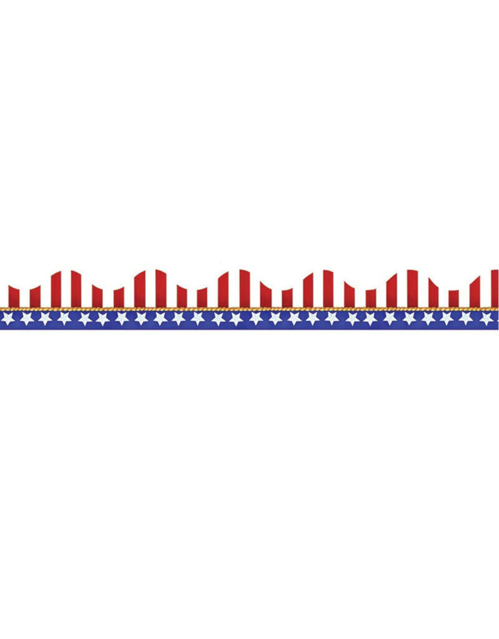 SCALLOPED BORDER PATRIOTIC AMERICAN FLAG 2.25"x37'