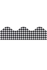 EXTRA WIDE SCALLOPED BORDER:  BLACK AND WHITE GINGHAM - 3 1/4"x37'