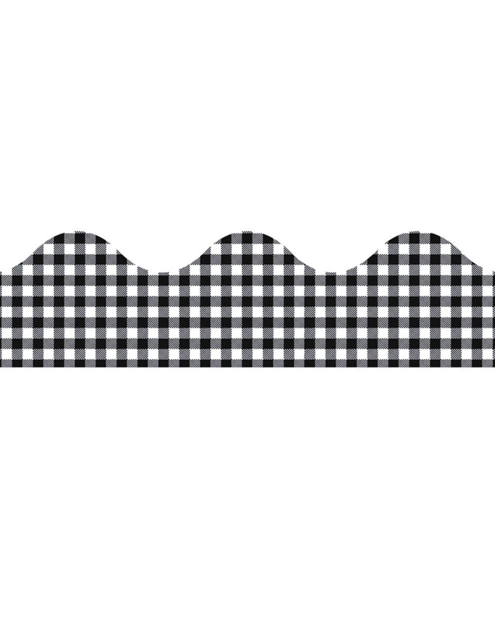 EXTRA WIDE SCALLOPED BORDER:  BLACK AND WHITE GINGHAM - 3 1/4"x37'