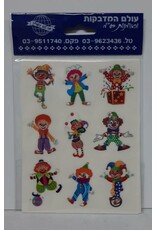 STICKER: ASSORTED PURIM CLOWNS ROUND CLEAR BACK  - 9 STICKERS, 8 SHEETS