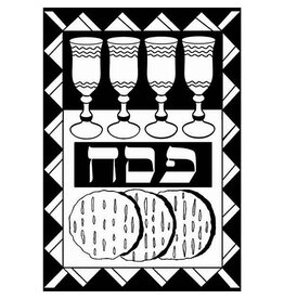 VELVET ART - MATZAH & 4 CUPS -  8.75"X6"