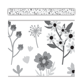 STRAIGHT BORDER BLACK AND WHITE FLORAL - 3"X35'
